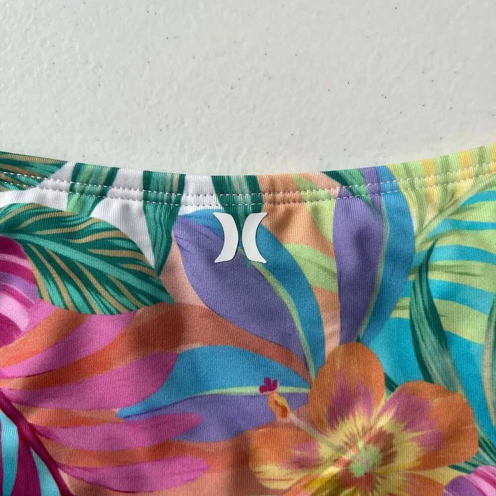 Hurley 2-Piece Bikini Set Women's Large Colorful Tropical Hawaiian Swimwear NEW